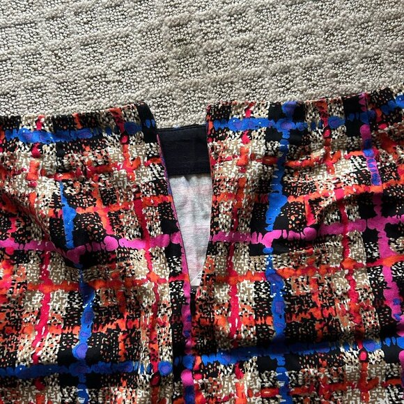 J. Crew Abstract Plaid Print Mini Skirt Womens Size 2 Stretch Colorful Retro Y2K - Picture 5 of 8